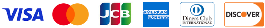 ご利用可能クレジットカード：Visa、Mastercard、JCB、American Express、Diners Club、Discover